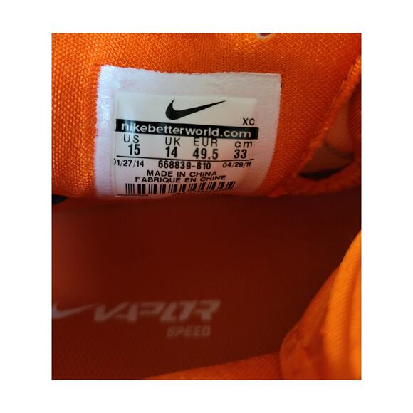 Nike Vapor Speed TD Football Cleats Orange Blue Sz 15 - Picture 7 of 8